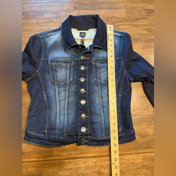 JAG Jean Jacket Women’s SZ S Dark Denim Button Front Closure Pockets Collared - Picture 10 of 11